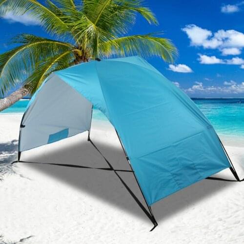 Summer Sandbeach Tent Awning Silver Coating Double Folding Portable Outdoor Sunshade Practical Anti-UV Sandbeach Tent Awning