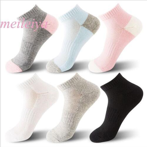MEI LEI YA 5 Pairs / Bag High Quality New Womens Cotton Socks Breathable Sweat Half Hair Solid Color Womens Casual Boat Socks
