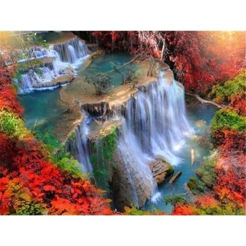 Waterfall Landscape DIY Cross Stitch 11CT Embroidery Kits Craft Needlework Set Printed Canvas Cotton Thread Home Wholesale