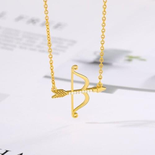 New Charm Zircon Bow Arrow Necklace Cupid Arrow Pendant Retro Fashion Glamour Simple Style Womens Lucky Jewelry wholesale Chain