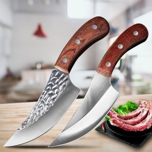 Butcher Knife Forged Boning Knife Stainless Steel Kitchen Knife for Meat Fruit Fish Vegetables Serbian Chef Knife Cleaver Knife