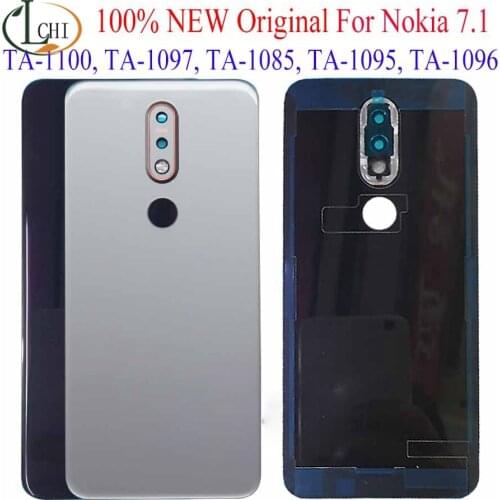 Original For Nokia 7.1 battery cover Door For Nokia 7.1 Back Battery Cover with Camera Lens Replacement Parts TA-1100 TA-1096