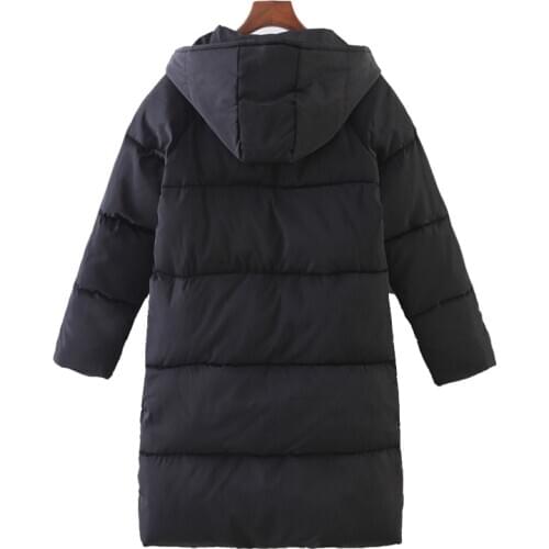 2020 New Winter Womens Thick Warm Parka Fashion Solid Long Hooded Outerwear Casual Pocket Zipper Down Jacket Female Plus Size