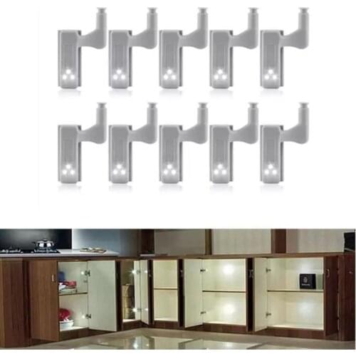 10Pcs Cabinet Hinge LED Sensor Light For Wardrobe Cupboard Home Kitchen Door Closet Cool Warm White