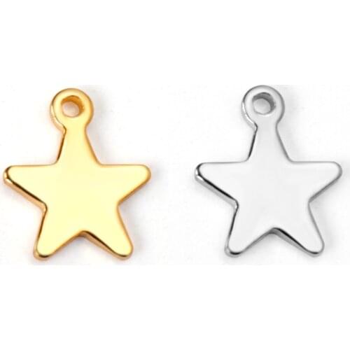ASON 100 Pcs/Lot Star Charms 316L Stainless Steel Stars Pendant Gold Silver Color With Holes For DIY Jewelry Making Supplies