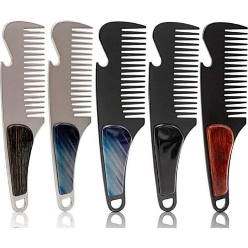 Five Style Stainless Steel Portable Beard Brush Comb Outdoor Bottle Opener Mustache Care Set E184