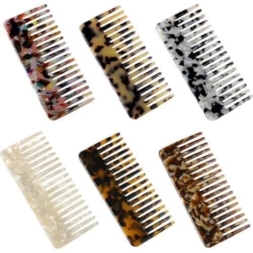 Korean Style Wide Large Tooth Pocket Hair Comb Cellulose Acetate Detangling Hairbrush Tortoise Shell Portable Anti-static