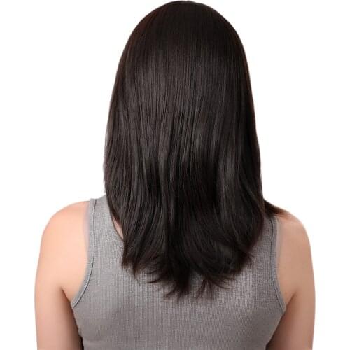 Stylish Ladies Black Shoulder Length Wig 16 Inches of Course Straight Straight
