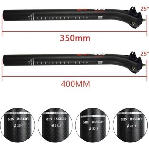 Carbon Fiber MTB Road Bike Seatpost Lightweight Bicycle Seat Post Tube 25.4/27.2/30.8/31.6 x 350/400mm