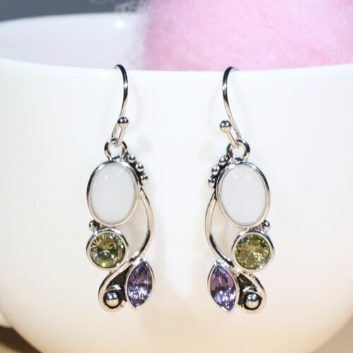 Bague Ringen Vintage Silver Earrings With Amethysty Gemstones For Charm Lady 925 Sterling Silver Jewelry Gifts Wholesale