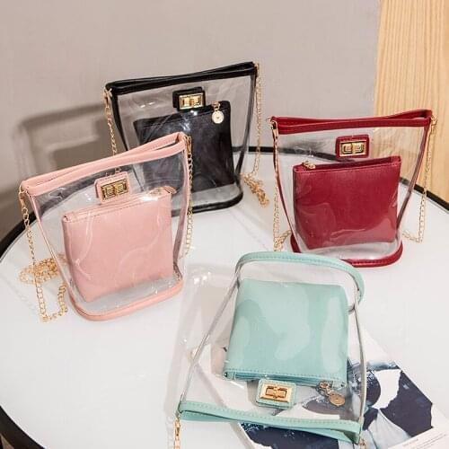 Womens Messenger Bag 2021 Summer New Combination Transparent Jelly Bag Chain Bag Fashion Shoulder All match Handbag