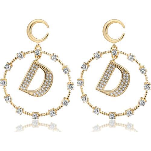 Popular Individual Character Exaggerates Letter D Earring To Act The Role Of Spring Summer Style Big Letter Circle Earring