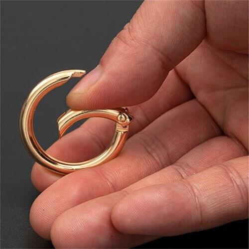 1Pcs Metal Spring O-Ring Buckles Clips Carabiner Purses Handbags Buckles Round Push Trigger Snap Hooks Carabiner Bag Accessories