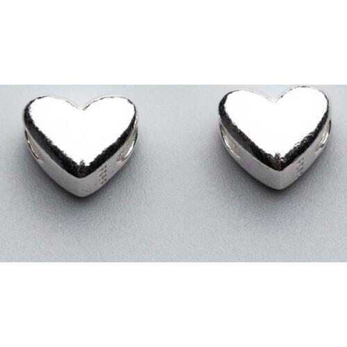 2pcs/lot 925 Sterling Silver Gloosy Craft Fancy Heart Spacer Beads Hand Made Bracelets Charm Beads DIY Couple Jewelry Make Gift