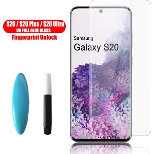 20D UV S20 Utlra Screen Protector UV Glass for Samsung Galaxy S8 S9 S10 S20 Plus Note 8 9 10 Plus 5G Full Glue Tempered Glass