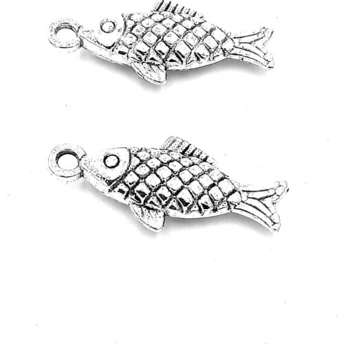 50pcs Fish charms pendant 20x8mm antique silver ornament accessories jewelry making DIY base material