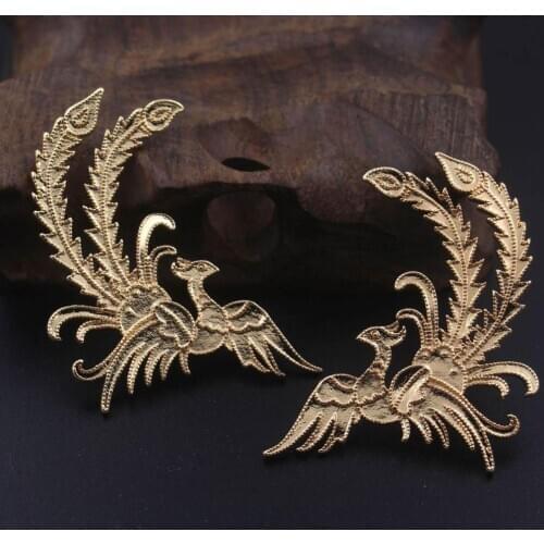 6pairs Brass Casted Retro Phoenix Cranes Oriental Chamrs Stamping Decoration Cameo Base High Quality DIY Jewelry Accessories