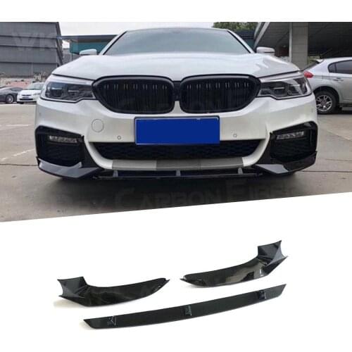 3Pcs/Set ABS Material Front Bumper Lip Spoiler Splitters for BMW 5 Series G30 G38 M Sport 2017-2019 Head Chin Shovel Trims