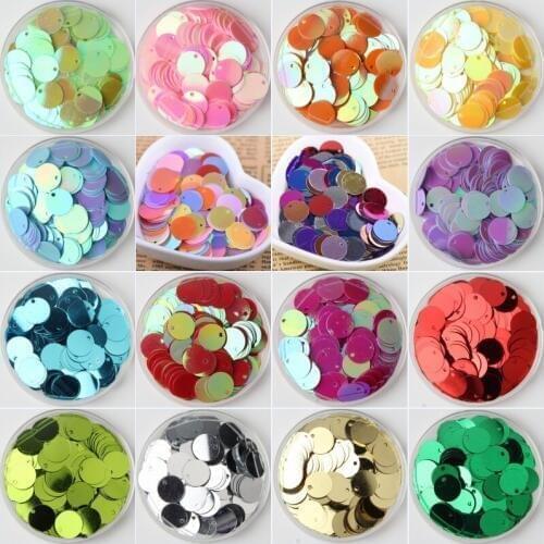 Paillettes 15mm PVC Flat Round Loose Sequins Sewing Wedding Craft Accessories with 1 Side Hole Lentejuelas Para Coser 240pcs 20g