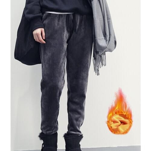 Double Sherpa Fleece Jogger Pants Thicken Tight High Waist Small Trouser Legs For Autumn Winter TY66