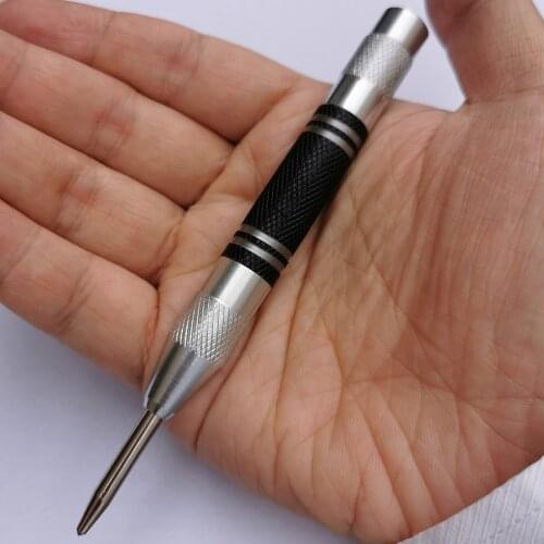 Center Punch Tool Automatic Center Pin Spring Loaded Mark Wood Indentation Mark Woodworking Tool Bit Portable Non-slip Puncher