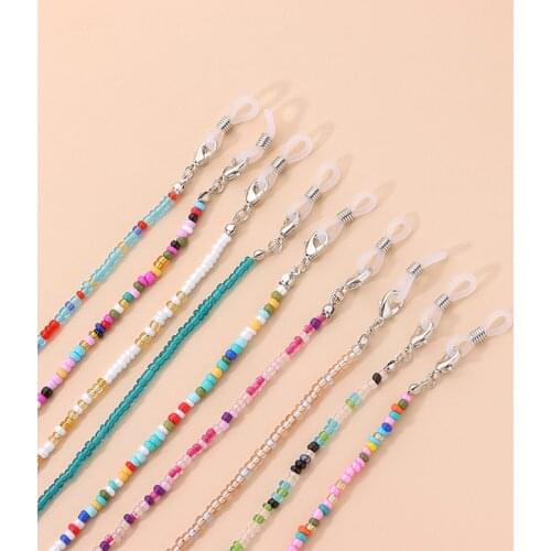 Rice Beads Glasses Chains Accessory Mask Holder Chain Glasses Lanyard Colorful Beads Glasses Chain Neck Eyeglass Sunglasses Rope