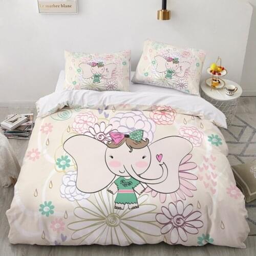Kids Bedding Set for baby cartoon duvet cover set for home bed linen pillowcase family sets Euro 4 piece elephant drop shipping