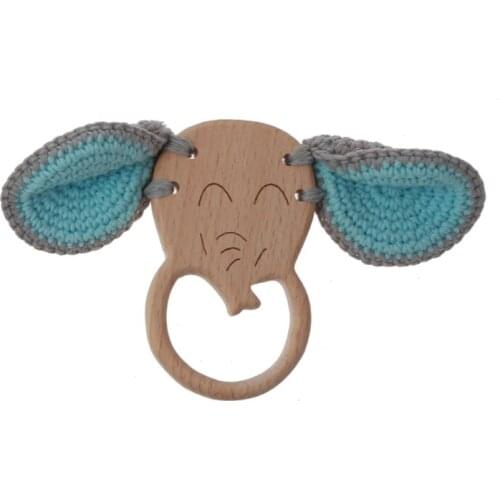 Baby Teether Beech Wooden Rattle Teething Toy Play Gym BPA Free Montessori Toy 63HE