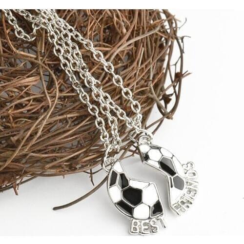 Children Best Friend Necklace Football 2 Pendant Girlfriends BFF Sports Necklace Friendship Jewelry Gifts For Kids 2PCS/Set
