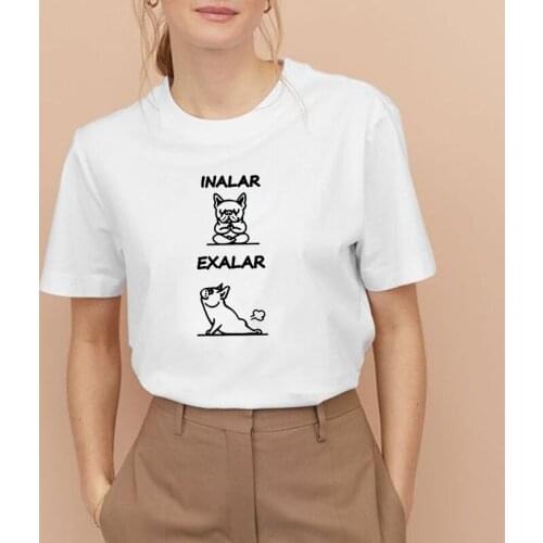 INALAR EXALAR Print Summer T-shirt Women O-neck Cotton Short Sleeve Funny Tshirt Women Top Loose T-shirt Femme Black White