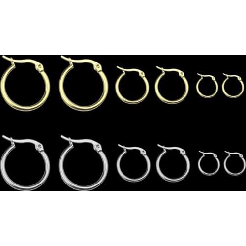 Quality stainless steel brincos para as mulheres round earings circle earrings titanium small tiny hoop earrings for women di081