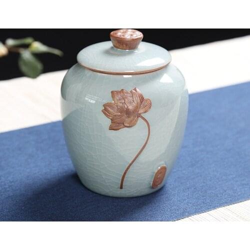 Ceramics Tea Caddy with Cover Teaware Food Sealed Jar Decoration Tea Box Dust-proof Tea Container Storage Box Home Decor