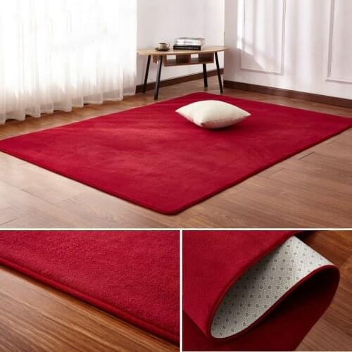 Solid Color Coral Velvet Carpet For Living & Bed Room Kids Non-Slip Coral Mat Rectangular Floor Rugs Mats MAX bedroom decor