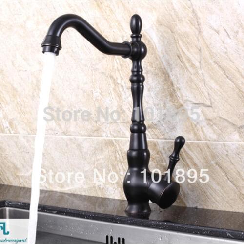 L15691 - Luxury Deck Mounted Black Color Brass Material Kitchen Sink Faucet