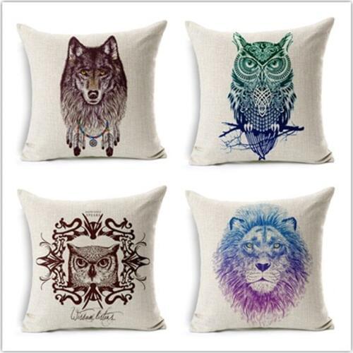 Hot Sell Vintage Animal Style Pattern Printed Pillow Bed Sofa Cushion Home Decorative Throw Pillow Fundas Para Almofadas Cojines