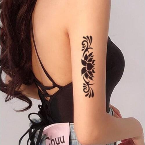 Lotus Waterproof Temporary Tattoo Sticker Black Totem Pattern Design Fake Tattoos Flash Tatoos Arm Legs Body Art for Women Men