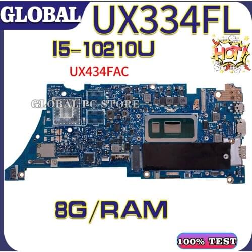 KEFU Motherboards UX334F Laptop motherboard for ASUS ZenBook 13 UX334FL UX434FAC 100% TEST original mainboard I5-10210U 8G/RAM