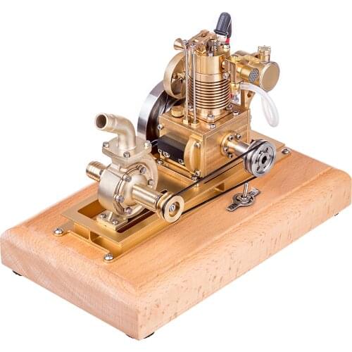 Mini Vertical Air-cooled Single-cylinder 4-stroke Gasoline Engine Internal Combustion Engine Model with Wooden Base Vane Pump