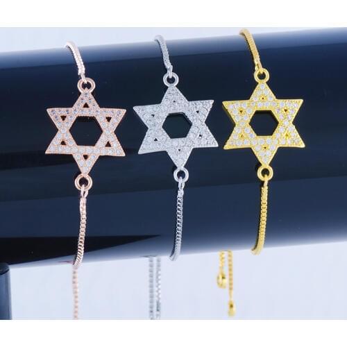 Fashion Jewelry Charm Zircon Star Beads Bracelets & Bangles Handicraft Copper Micro Pave Square Chain Bracelet Women Bijoux Gift