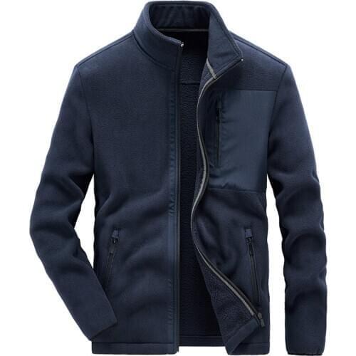 Autumn Mens Outdoor Fleece Jackets Fashion Sports Casual Warm Cardigan Jackets Male Stand Collar Coats MT041