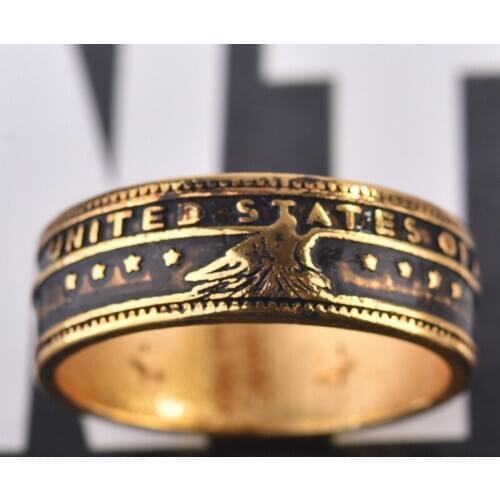 2020 New Vintage Steampunk 'UNITED STATES OF AMERICA' Letter Wolf Rings For Men Gold/Silver Color Punk Male Jewelry Party Gifts