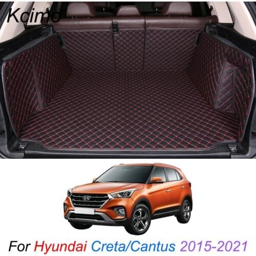 The Trunk Floor Leather Liner Car Trunk Mat Cargo Compartment Floor Carpet For Hyundai Creta Cantus 2015-2021