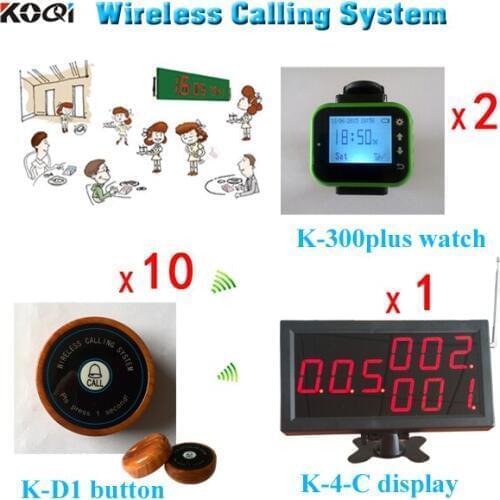Table buzzer for wireless calling system Wireless Remote Control Buzzer (1 Display 2 Wrist Vibrating Watch 10 Call Button)