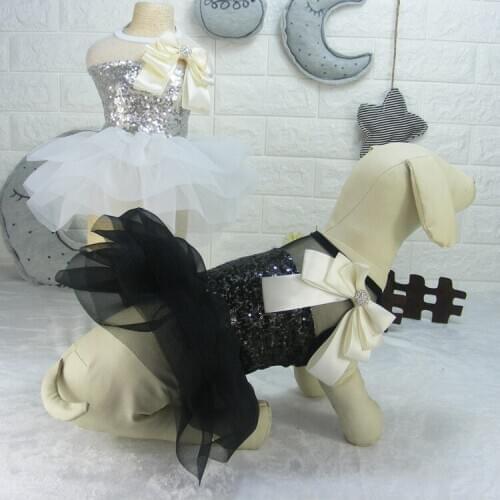 New Princess Wedding Dog Dress Clothes For Small Meduim Dogs Sequin Pet Dog Tutu Skirt For Cat Chihuahua Summer Dog Costume 10A
