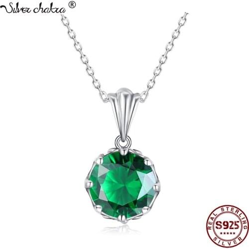 Silver Chakra Silver 925 Pendants For Women Sterling Silver 925 Necklace Pendant Gemstone Green Emerald Trendy Fashion Jewelry