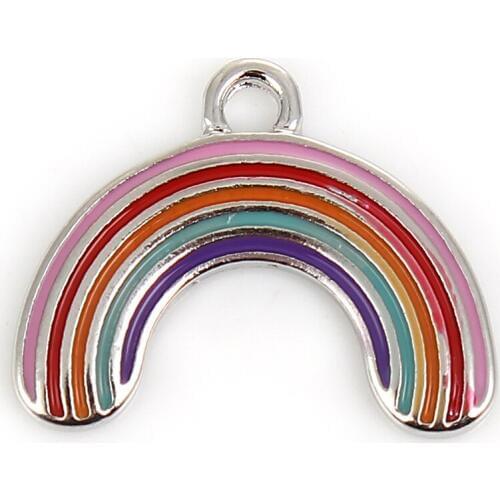 DoreenBeads Zinc Based Alloy Charms Rainbow silver color Multicolor 19mm( 6/8") x 15mm( 5/8"), 5 PCs