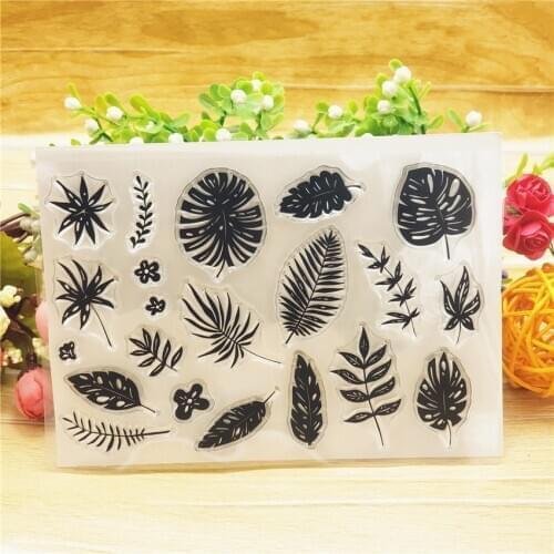 11*16CM Tropical Leaves Transparent Clear Stamps / Silicone Seals Roller Stamp For DIY Scrapbooking Photo Album/Card Making