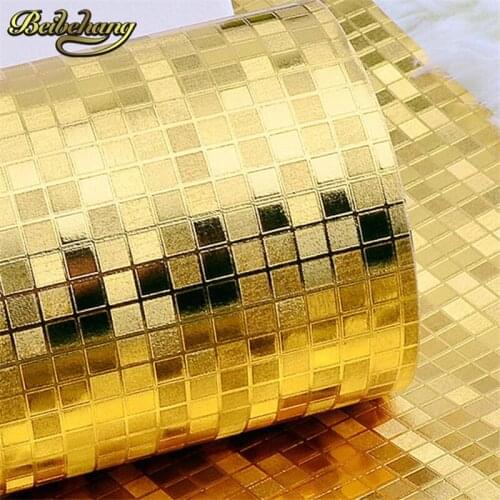 Beibehang Luxury glitter mosaic wallpaper roll TV background 3D mural wall paper gold foil silver wall covering Home Decoration