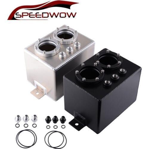 SPEEDWOW Universal 3L Dual Billet Aluminum Fuel Oil Catch Can Surge Tank Surge Tank For 044 External Fuel Pump