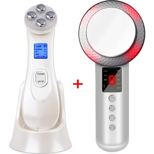 LCD Ultrasound Cavitation EMS Body Slimming Massager + LED Light Facial Massage Machine Wrinkles Removal Beauty Instrument Set